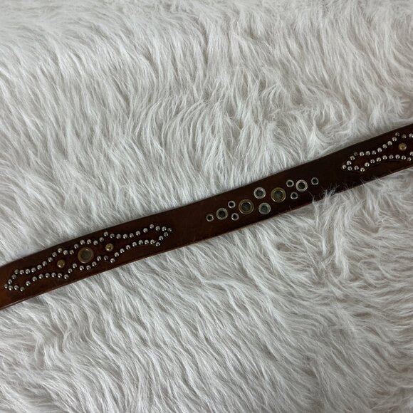 Vintage 90s Y2KJeff Gallea LA Brown Leather Grommet Studded Boho Western Belt  L main image 8